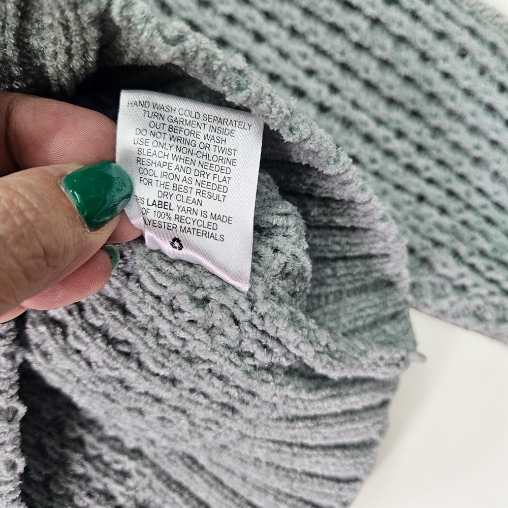 Oak + Meadow Hoodie Sweater Small S Green Waffle Knit‎ Lace Up Hooded Oversized - Picture 6 of 9